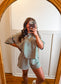 Pink and Olive Striped Knit Shorts