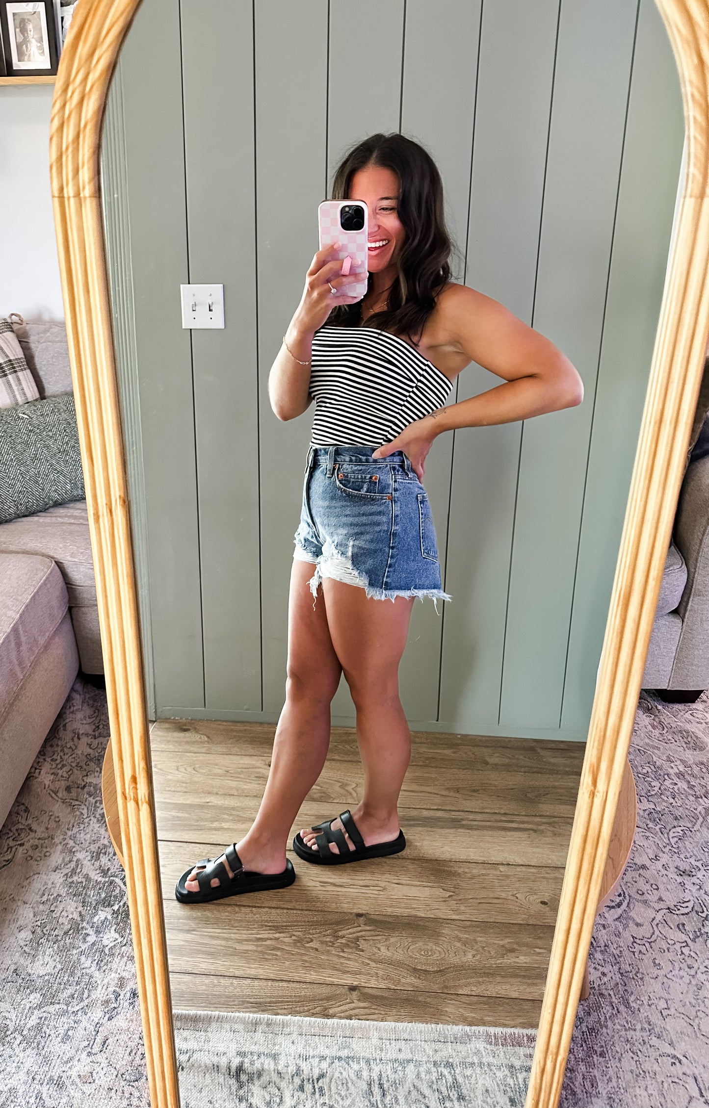 Frankie Distressed Mid-Rise Denim Shorts