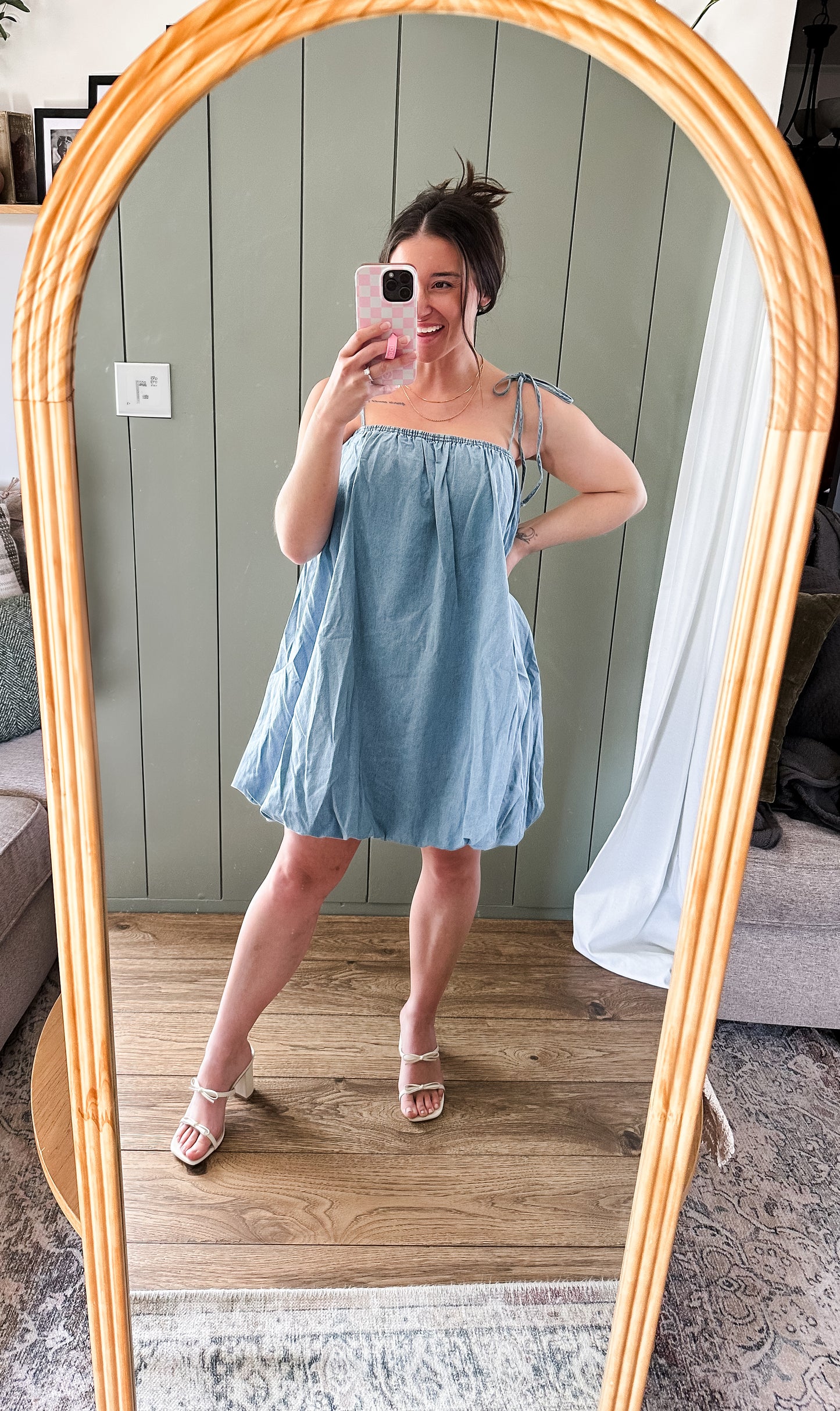 Aria Tie Shoulder Mini Bubble Dress