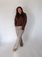 Brown Gingham Adjustable Tie Pants