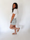 High Rise Raw Hem Mica Short