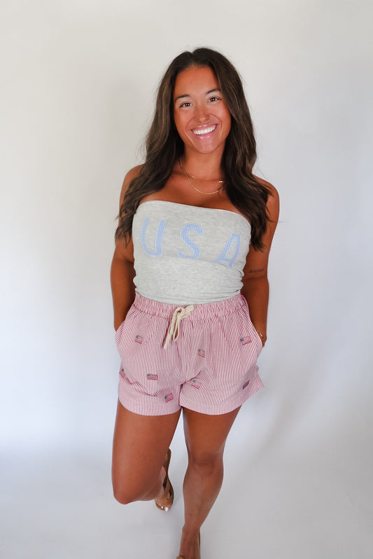 Liberty Flag Embroidered Shorts
