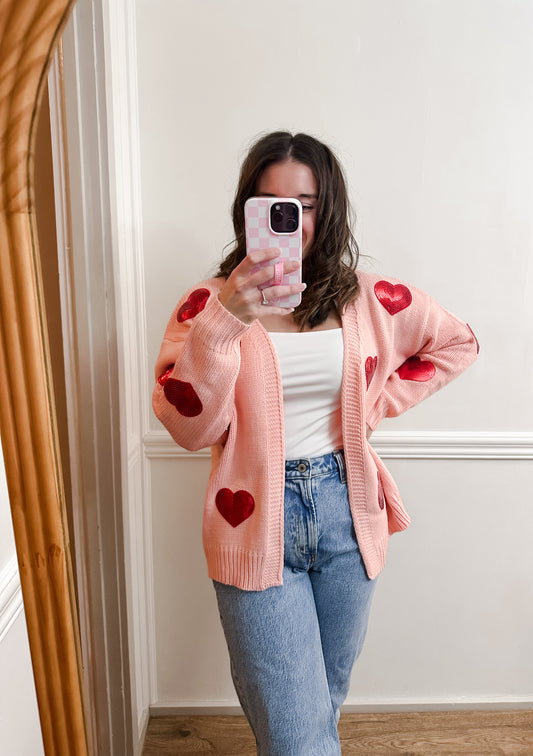 Be Mine Sequin Heart Cardigan