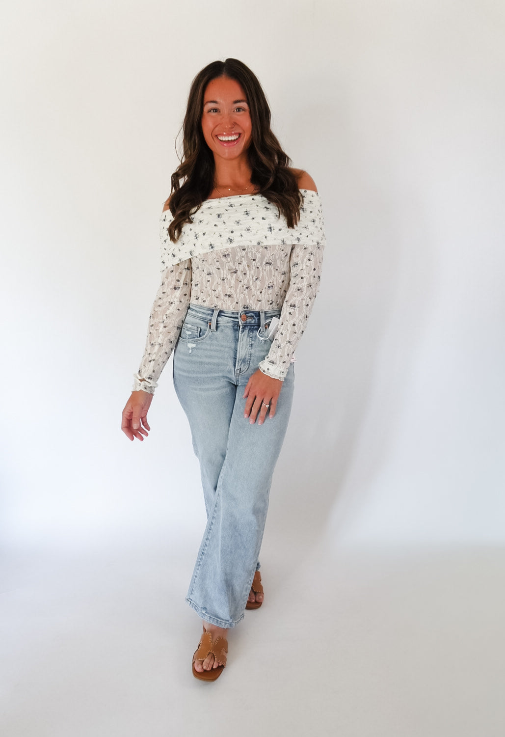 Floral Print Lace Off Shoulder Bodysuit