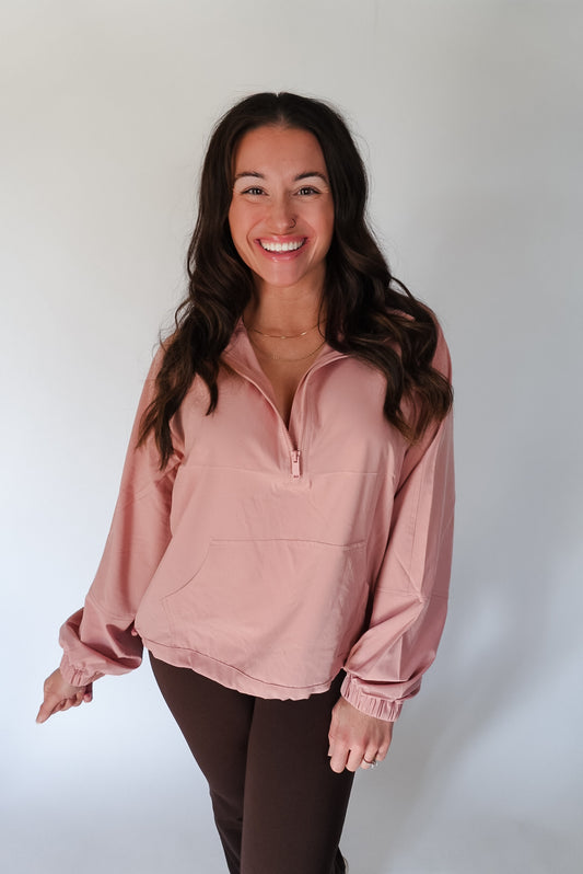 Dusty Pink Active Quarer Zip