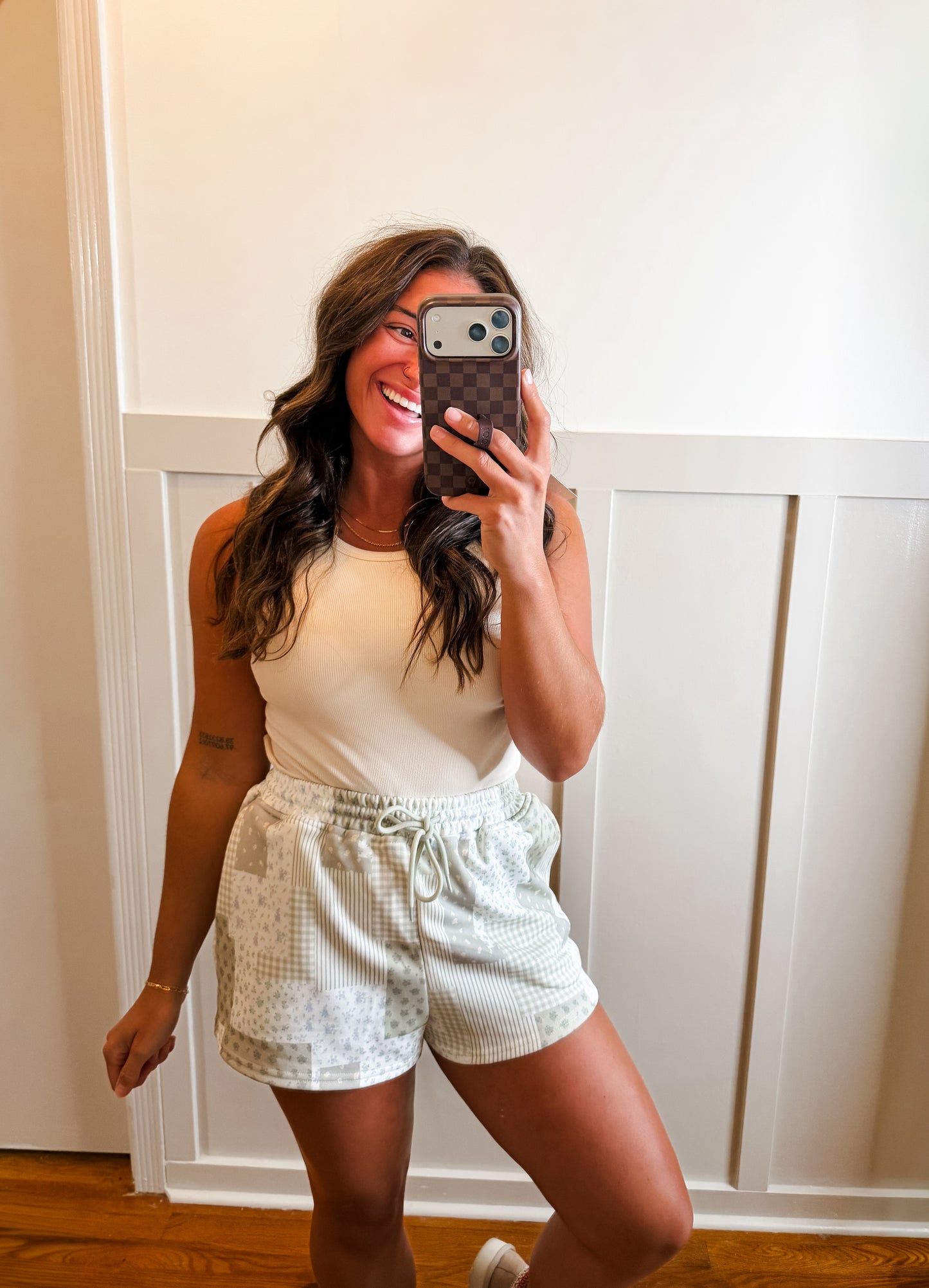 Sage Patch Work Printer SWEATSHORTS