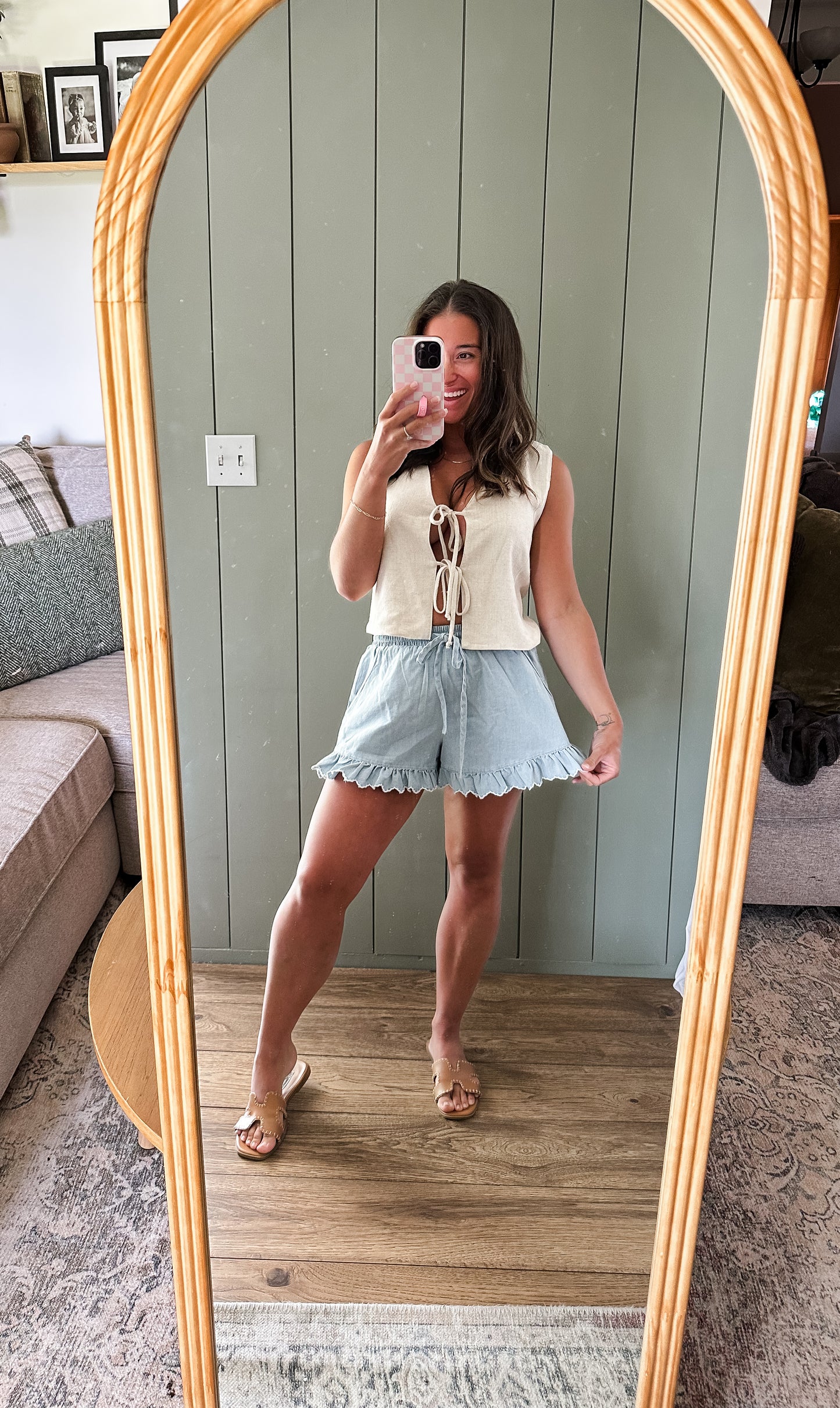 Saylor Ruffle Hem Denim Shorts