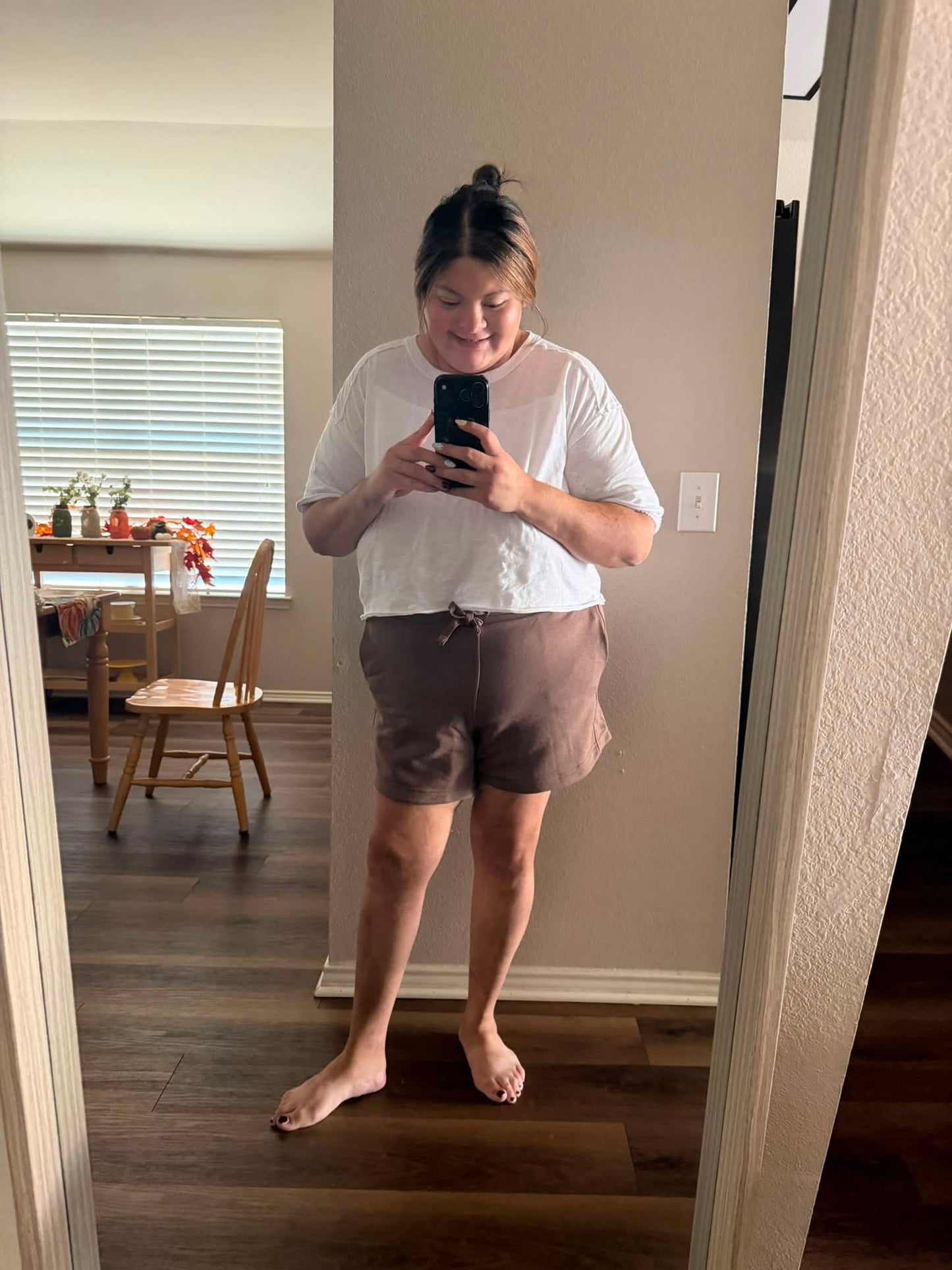 Plus Size- Smoky Brown French Terry Basic Short