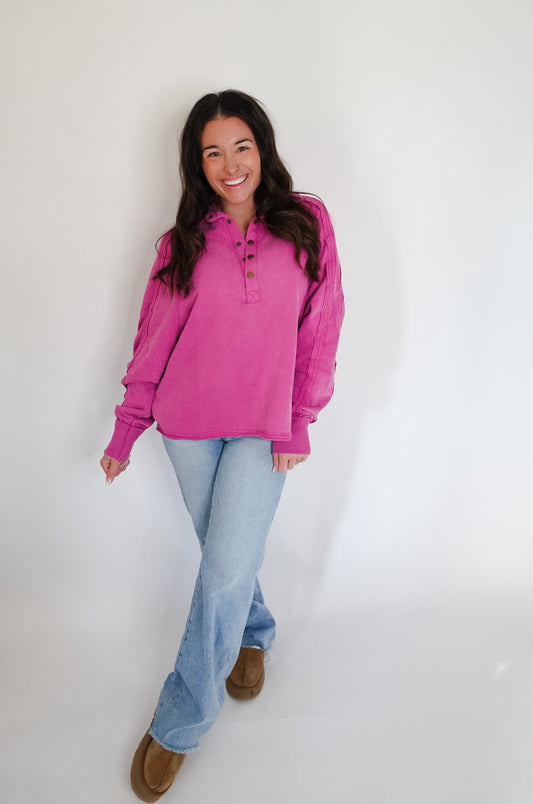 EXTRA PREORDER- LONGER LENGTH- MARLEY SNAP BUTTON SWEATSHIRT