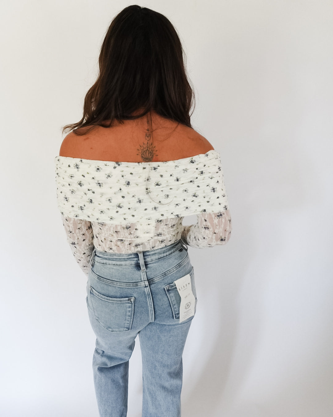Floral Print Lace Off Shoulder Bodysuit