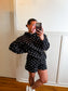 Hoodie in Black with White Polka Dots