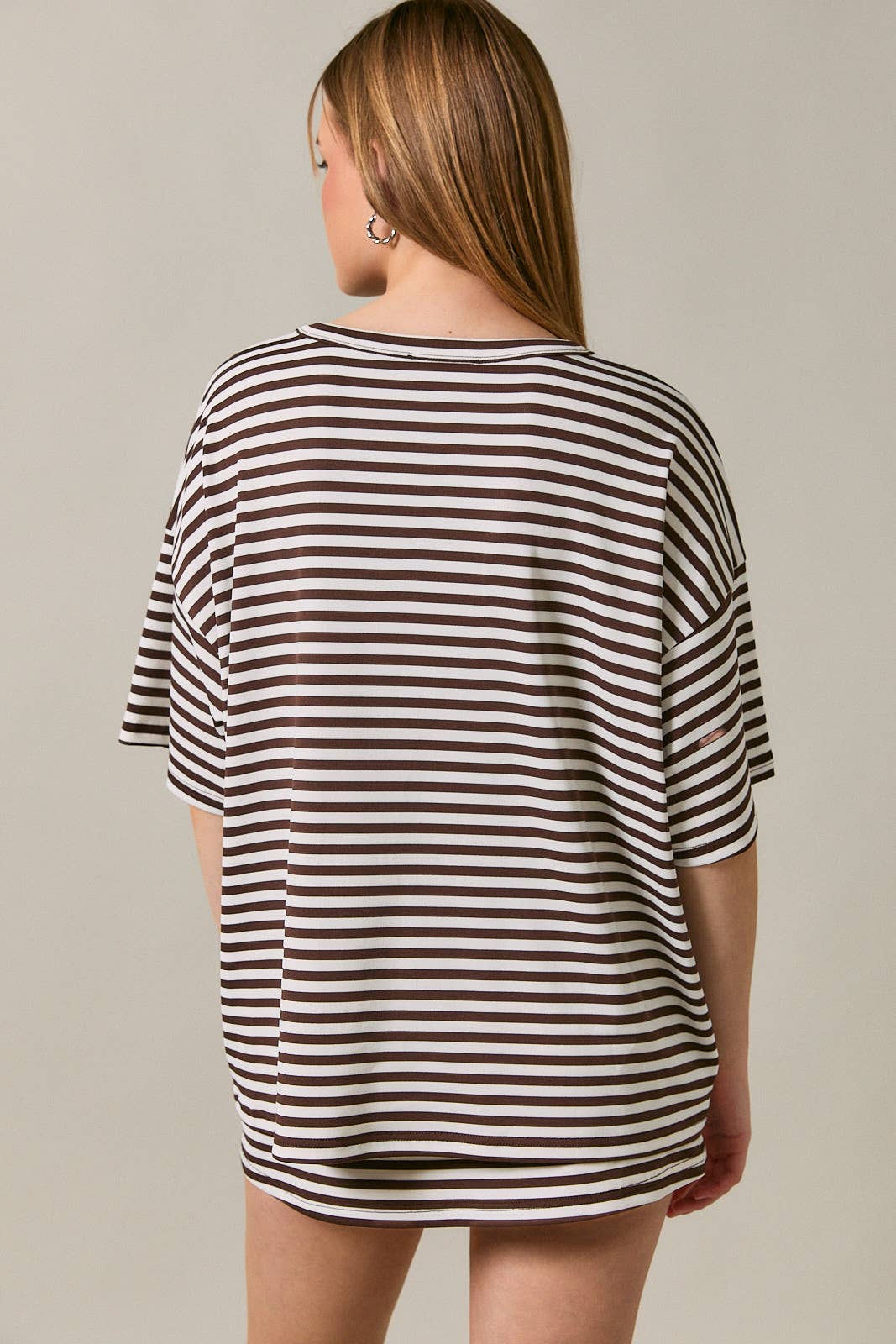 Saylor Short Sleeve Stripe Oversized Tee