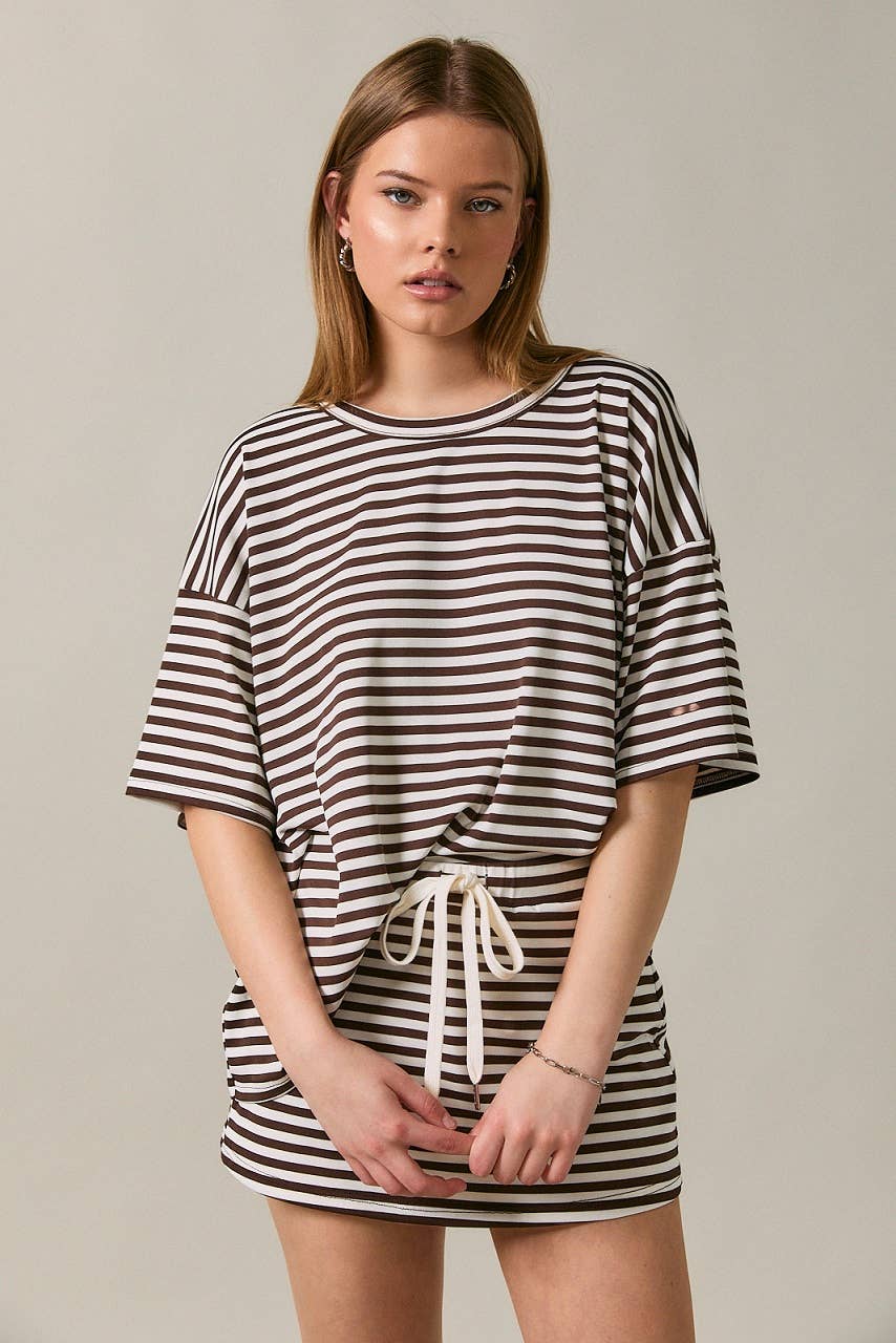 Saylor Short Sleeve Stripe Oversized Tee