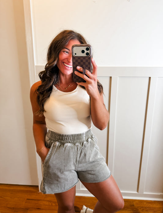 Olive Mineral Washed Terry Short