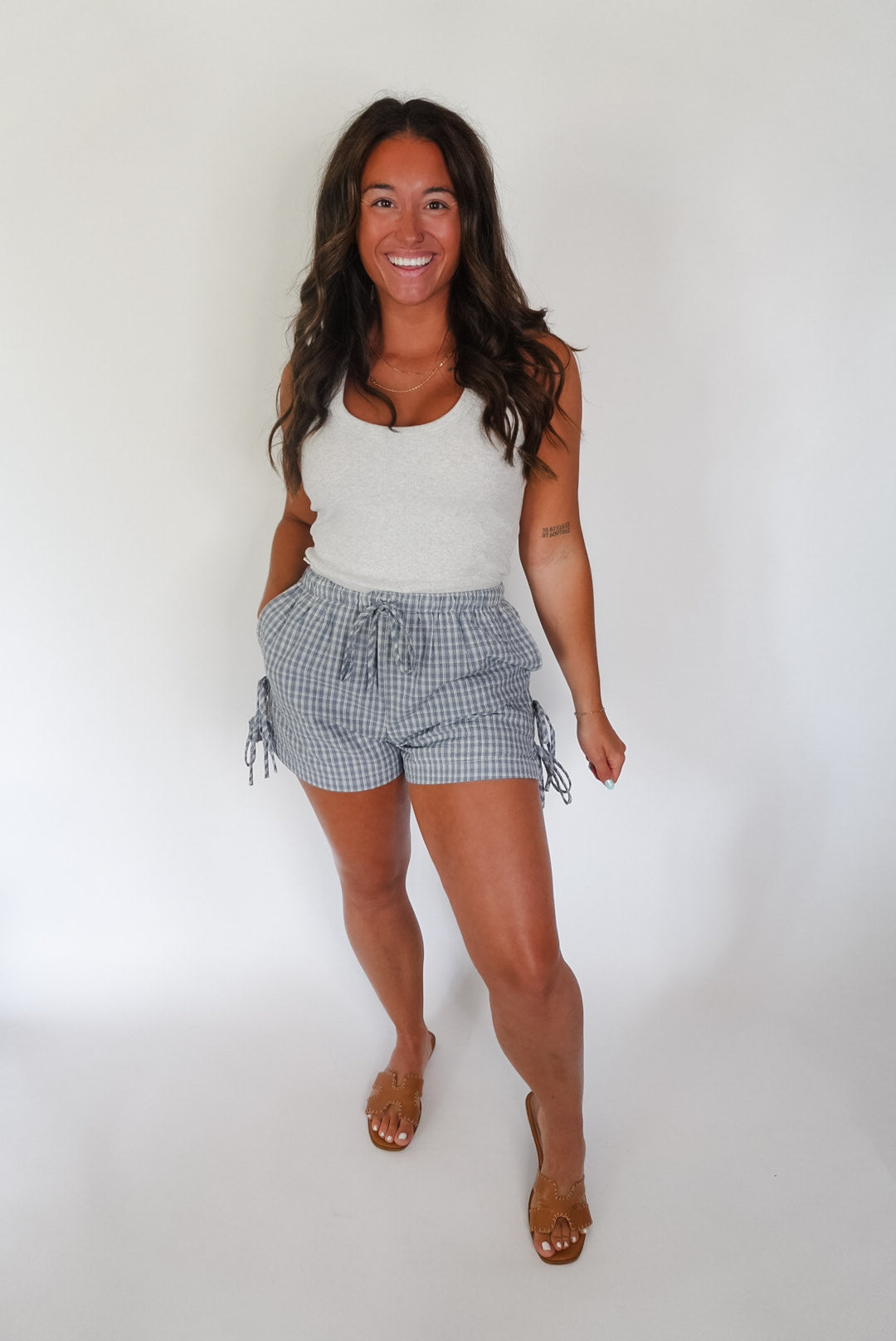 Georgia Plaid Side-Tie Shorts