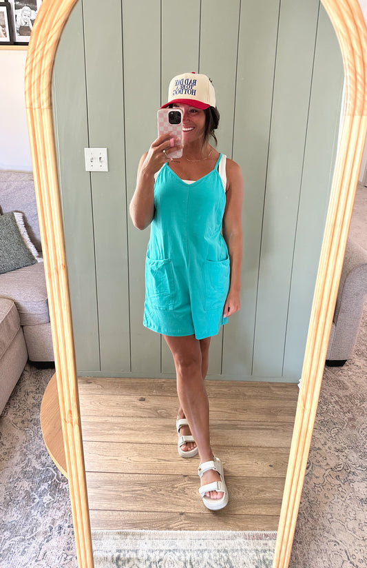 Lyric Cotton Romper Mint
