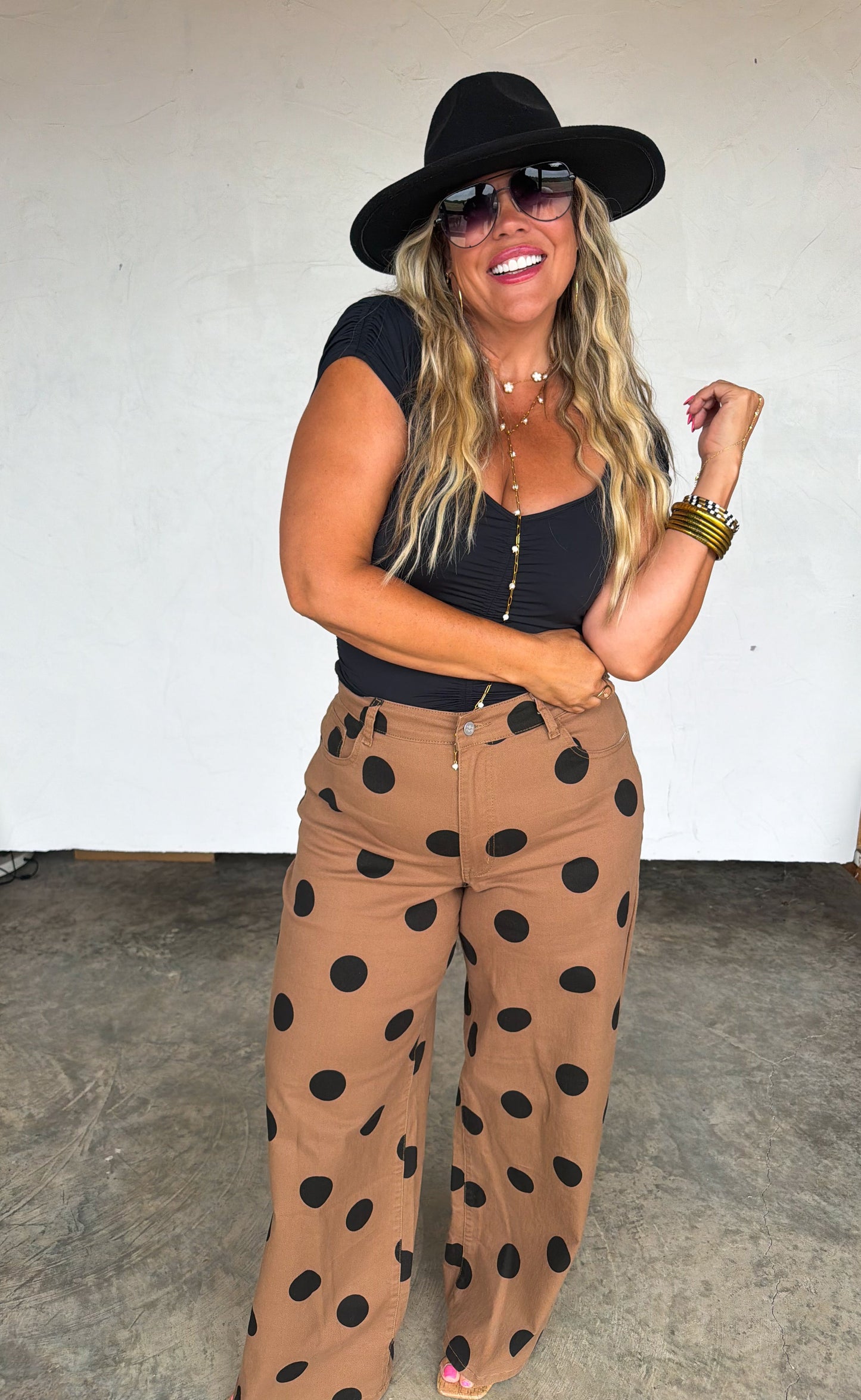 PREORDER- MOCHA DOT DENIM JEANS