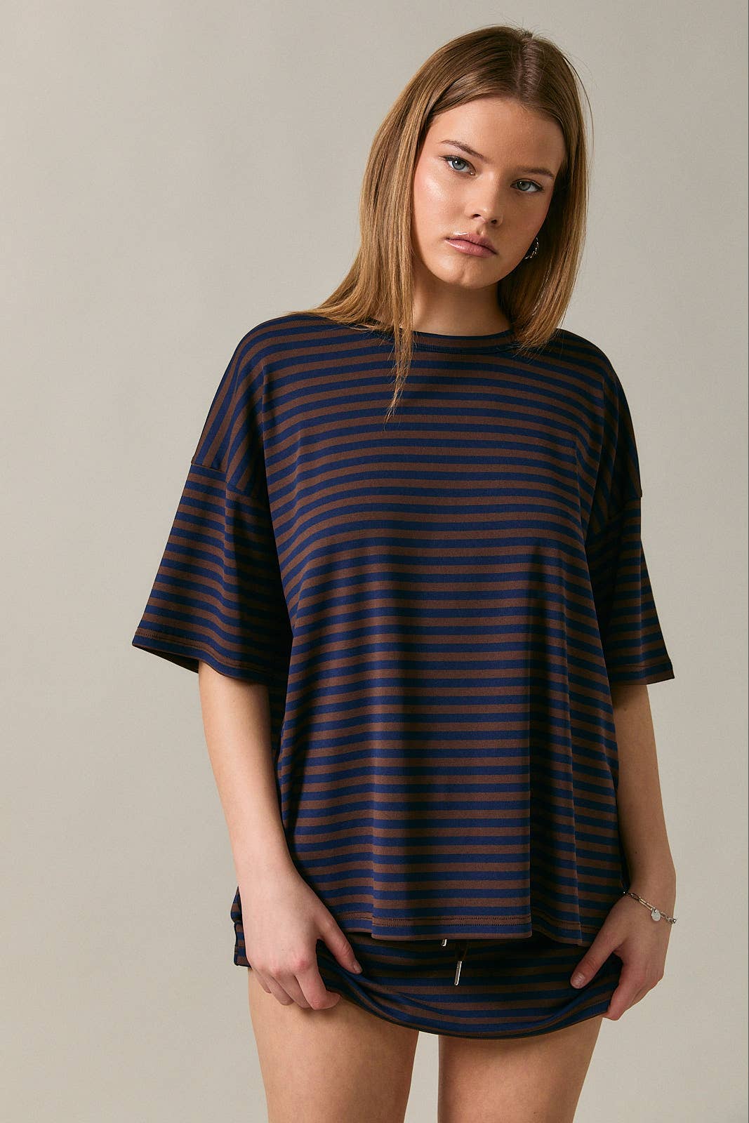 Saylor Short Sleeve Stripe Oversized Tee