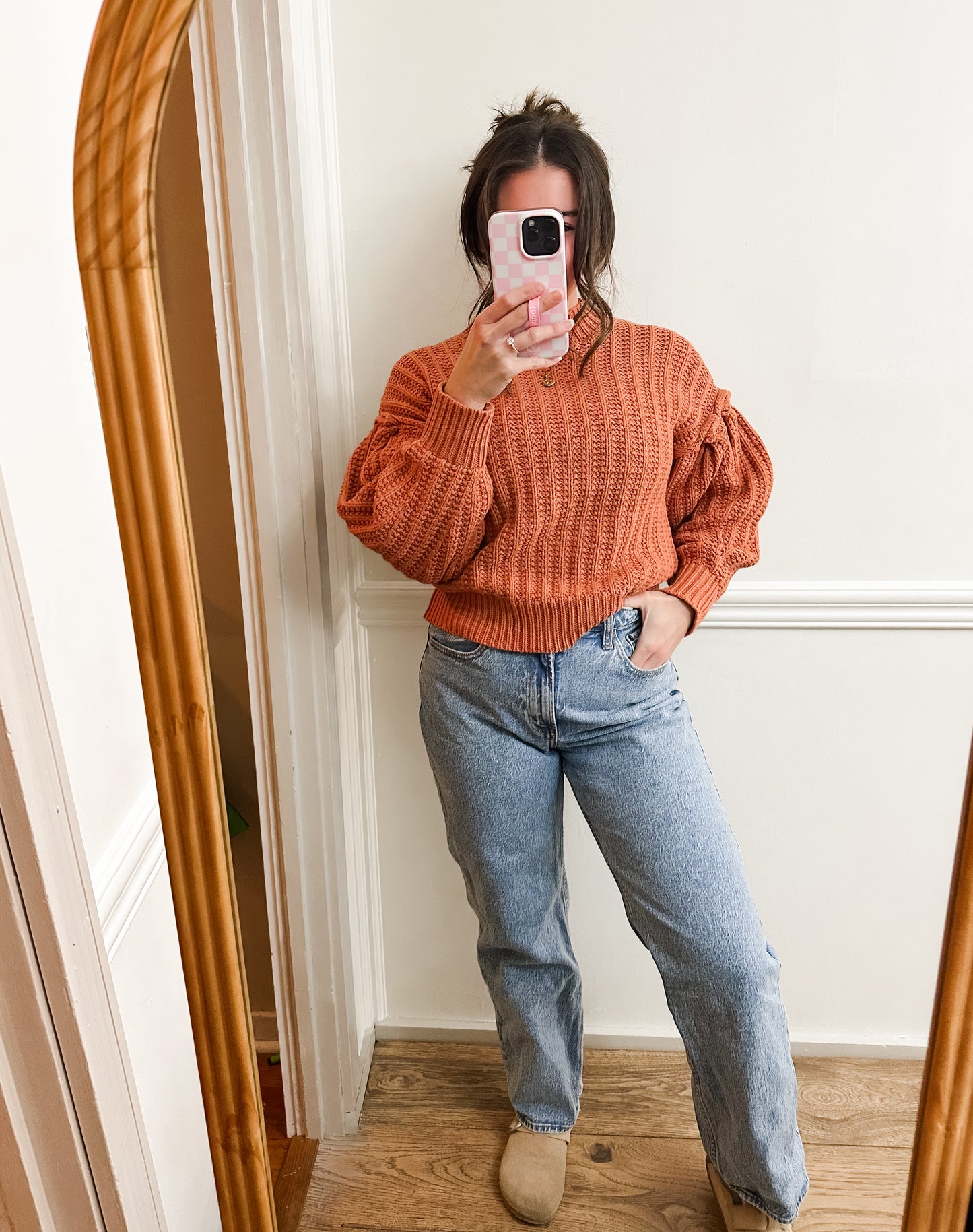 Rib-Knit Pleated Sweater