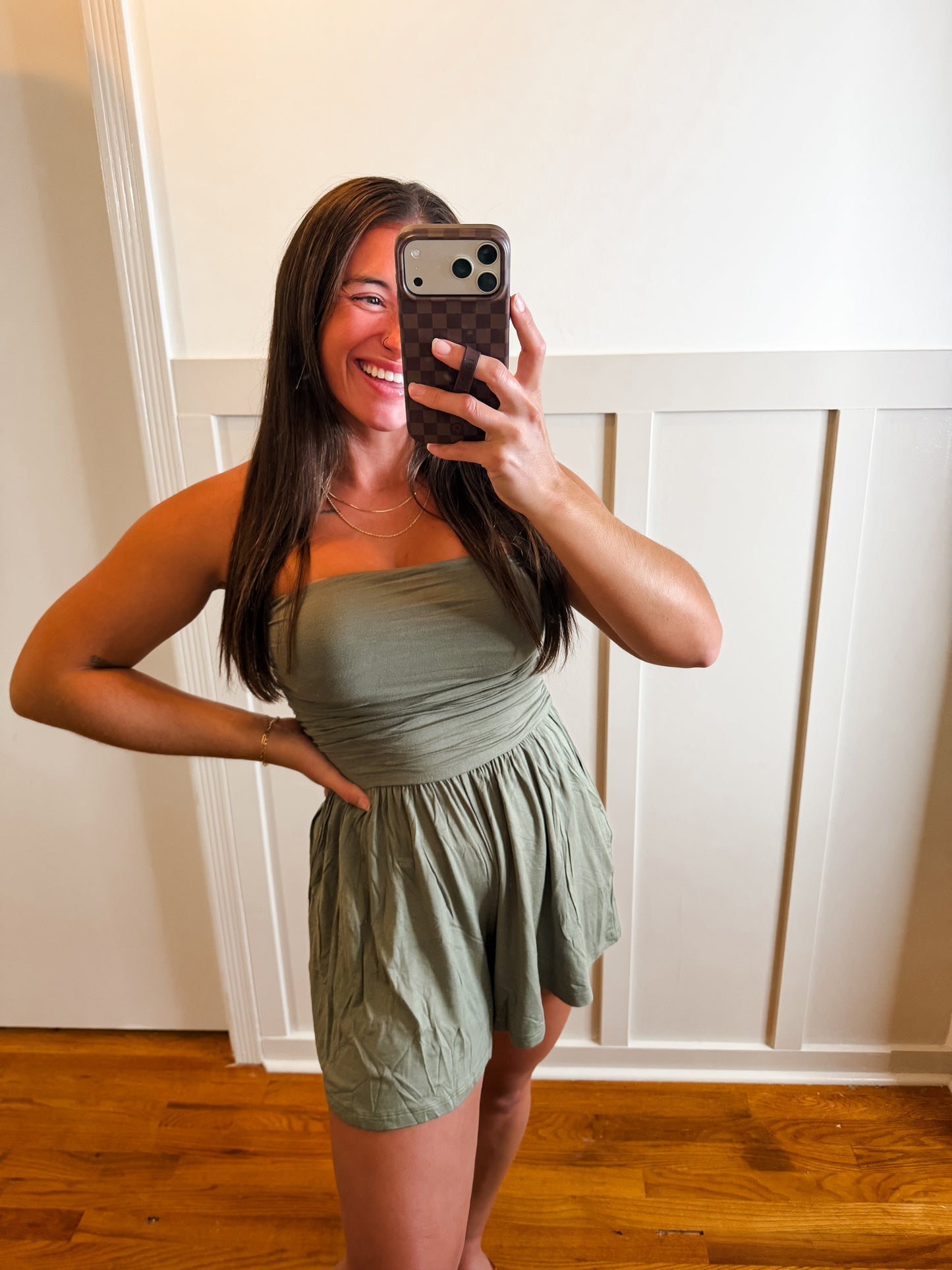Olive Green Kate Strapless Romper