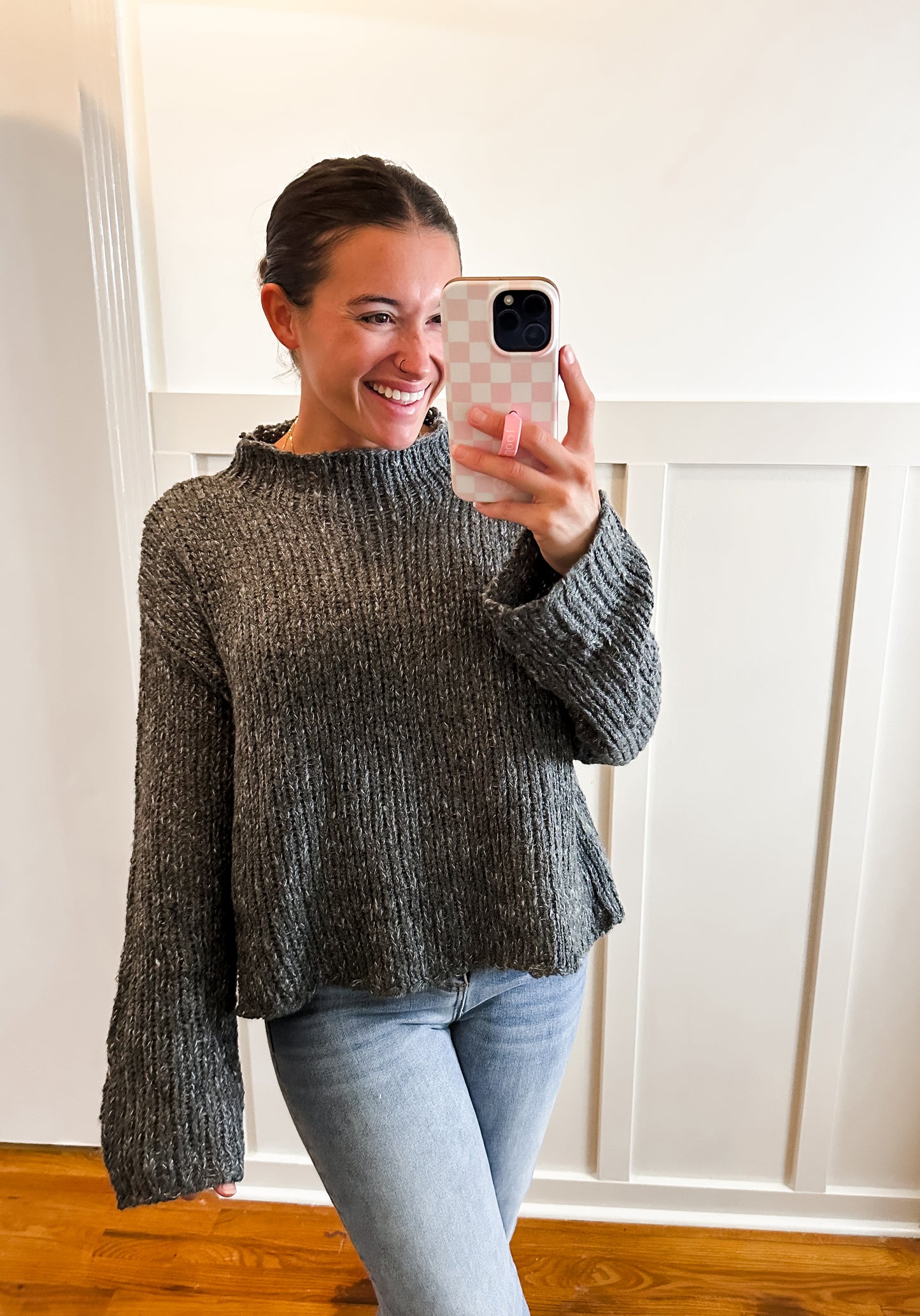 Charcoal Mock Neck Sweater
