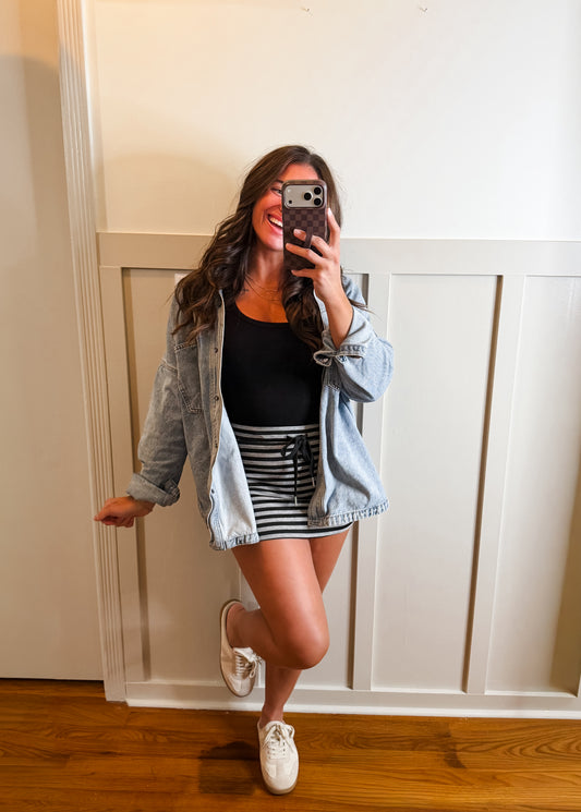 Black & Heather Gray Mid Rise Skort
