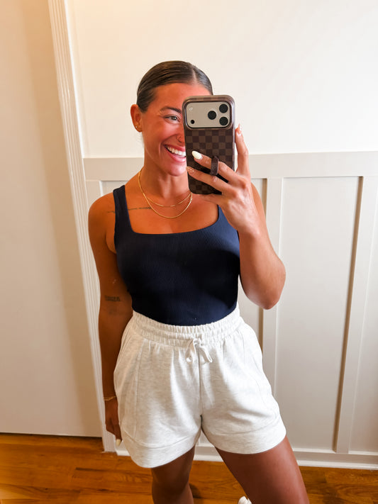 S-3X Navy Rib Square Neck Tank