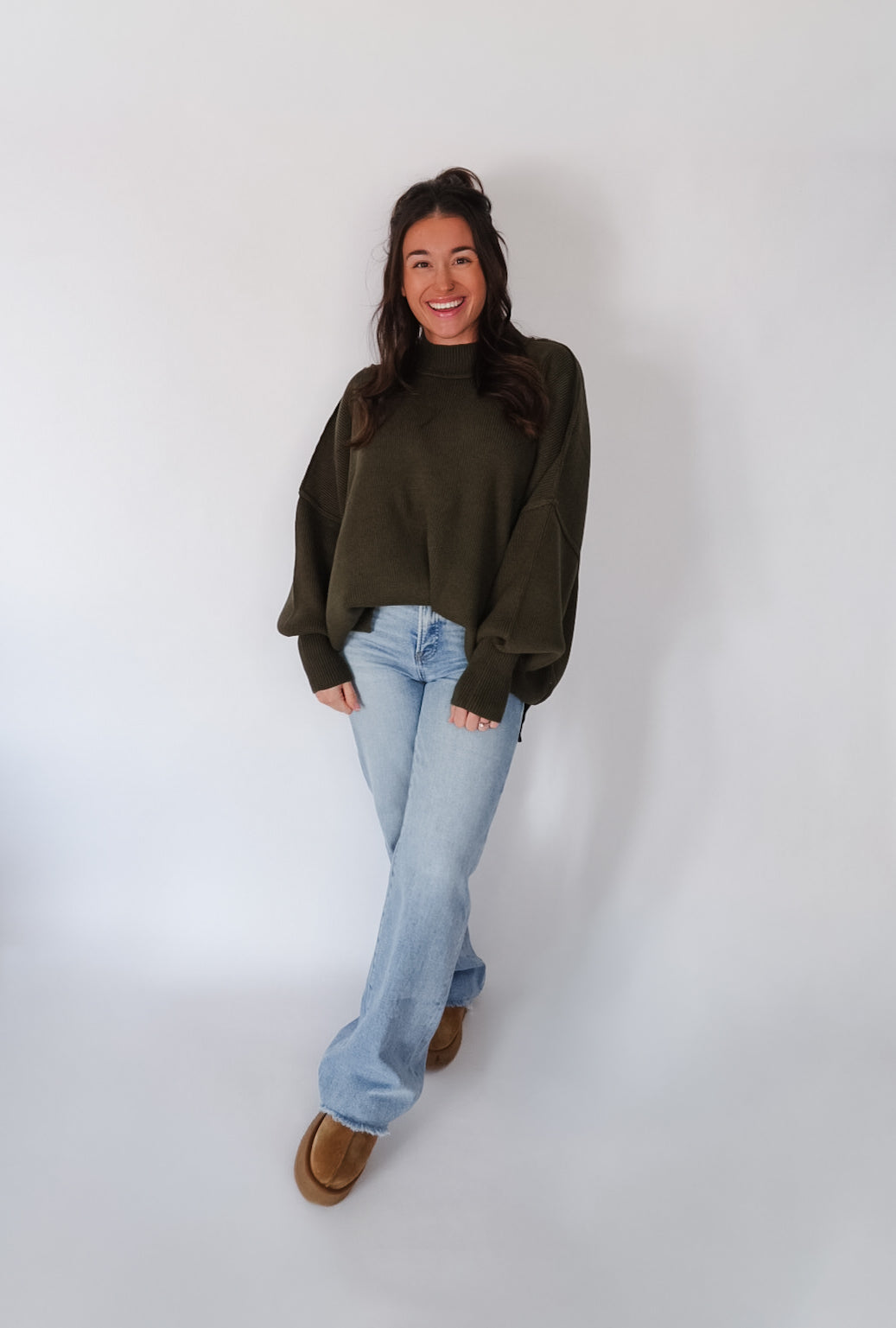 RESTOCK Dark Olive Relax Fit Sweater