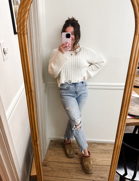 Cream Bell Sleeve Sweater