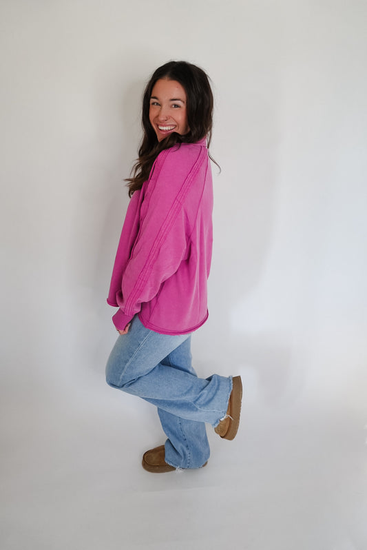 EXTRA PREORDER- LONGER LENGTH- MARLEY SNAP BUTTON SWEATSHIRT