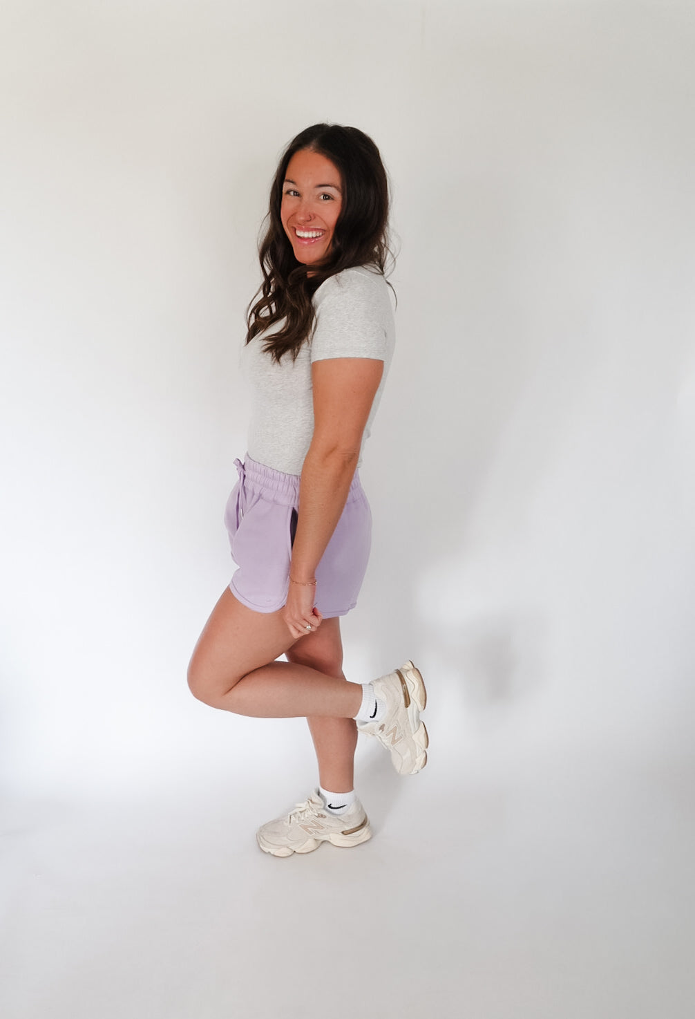 Lavender Drawstring Solid Scuba Dolphin Shorts