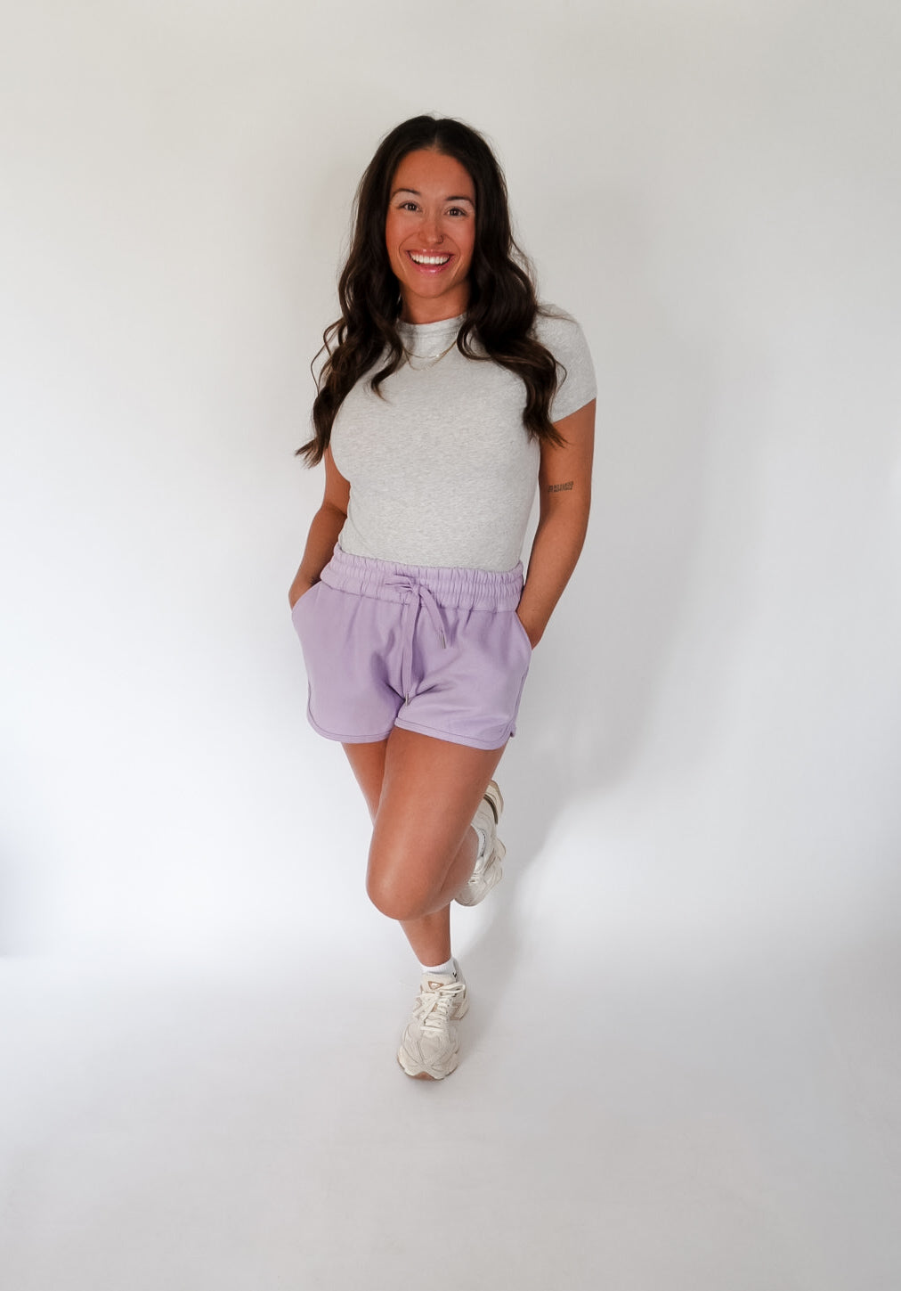 Lavender Drawstring Solid Scuba Dolphin Shorts