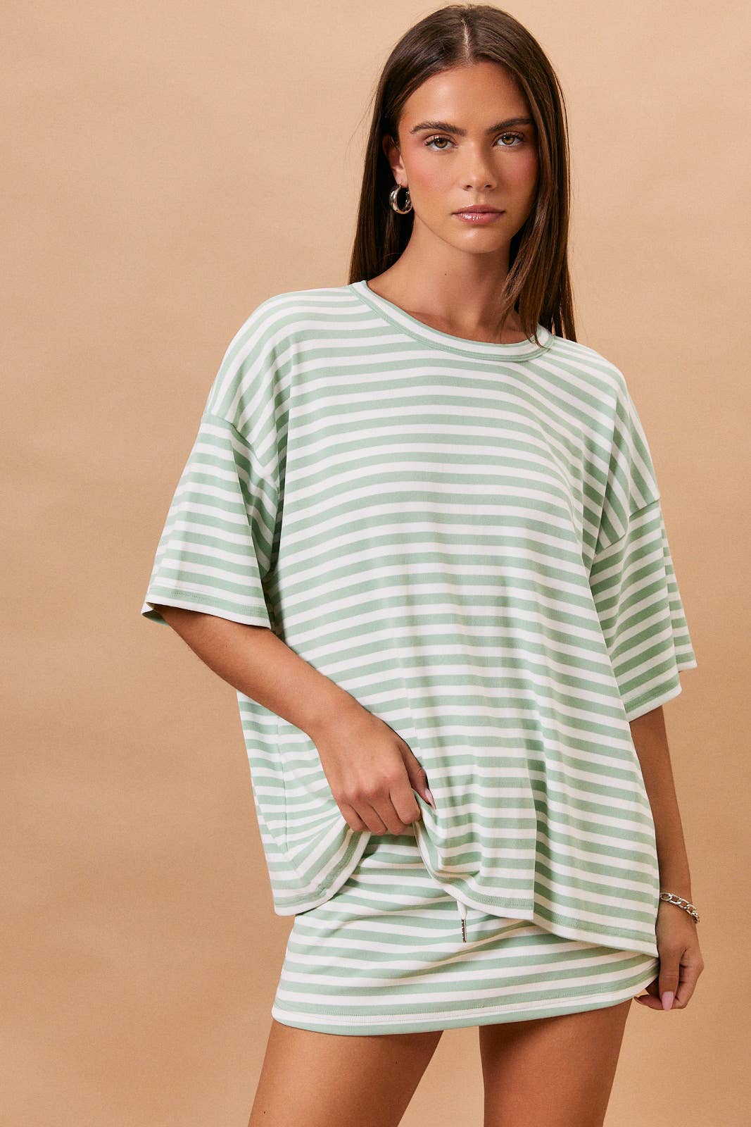 Saylor Short Sleeve Stripe Oversized Tee