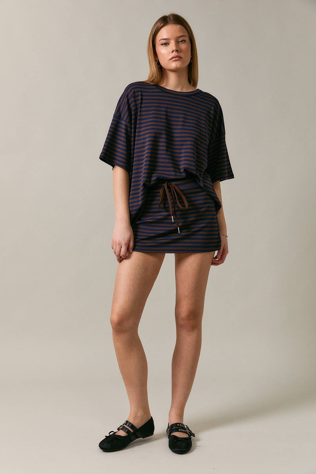 Saylor Short Sleeve Stripe Oversized Tee