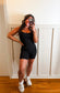 Black Cotton Spaghetti Strap Romper