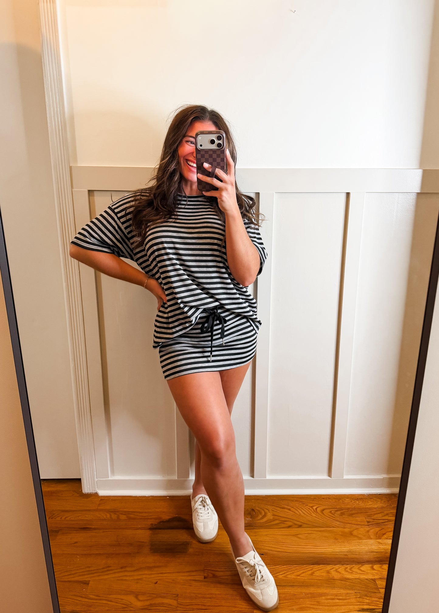Black & Heather Gray Mid Rise Skort