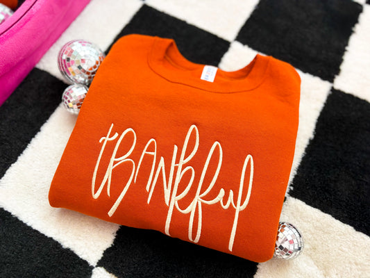 PRE-ORDER Thankful Embroidered Crewneck