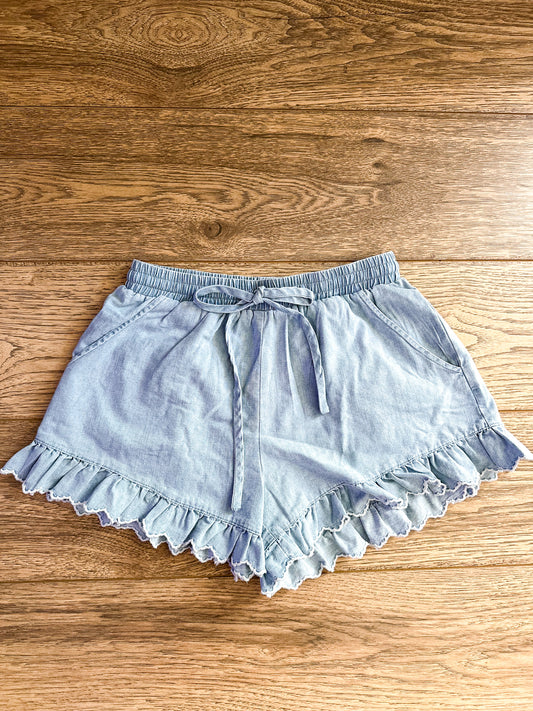 Saylor Ruffle Hem Denim Shorts