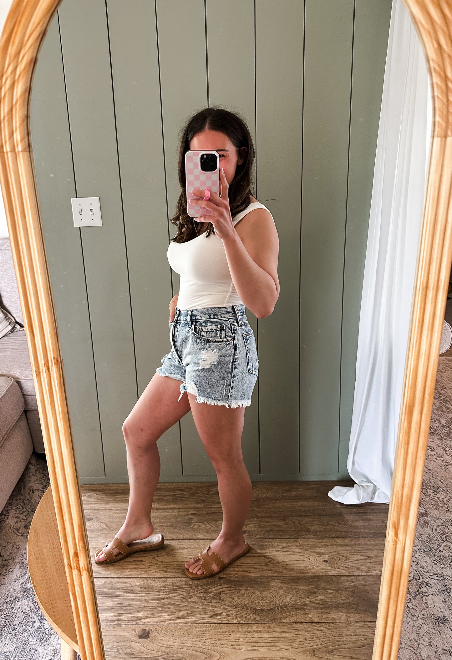Frayed Hem Denim Shorts