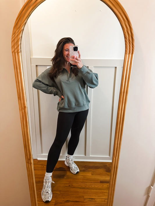 Laine Sage Leaf Modal Scuba Quarter Zip