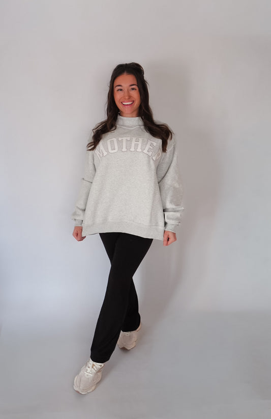 'MOTHER' Embroidered Mock Neck Sweatshirt