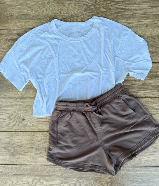 Plus Size- Smoky Brown French Terry Basic Short