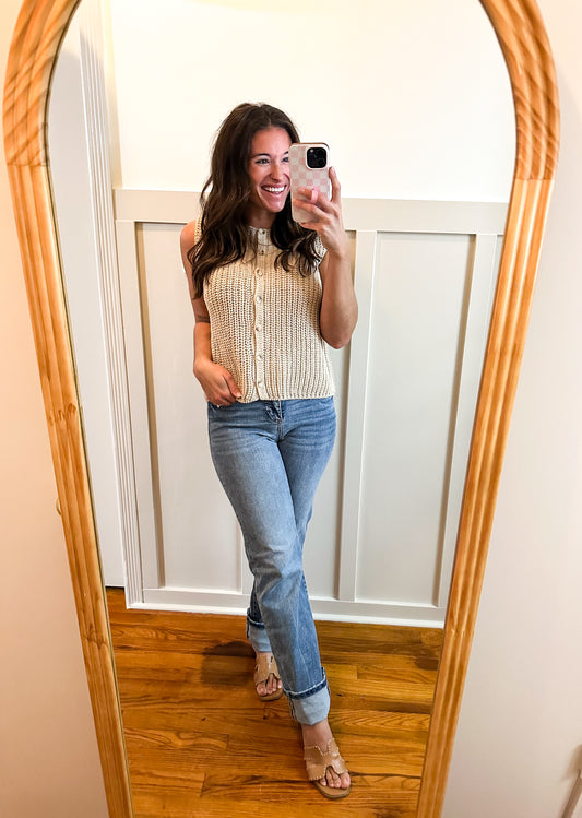 Della Knitted Button Up Sweater Vest