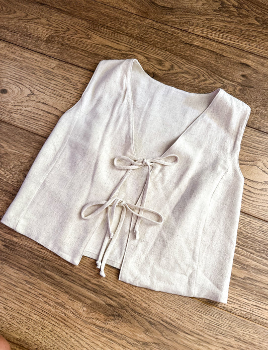 Capri Linen Tie Vest