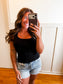 Black Slim Fit Scoop Neck Tank Top