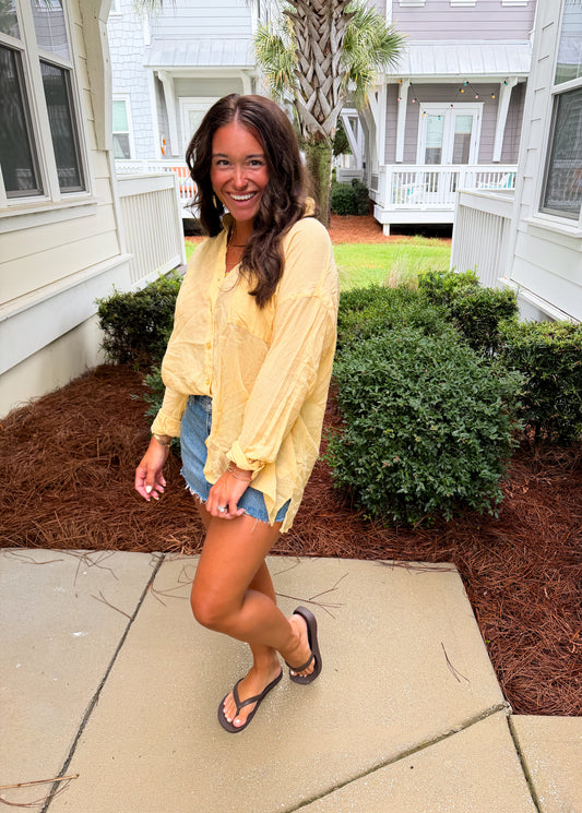 Butter Yellow Basic Button Down