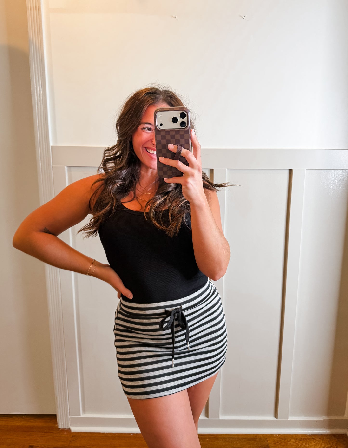 Black & Heather Gray Mid Rise Skort