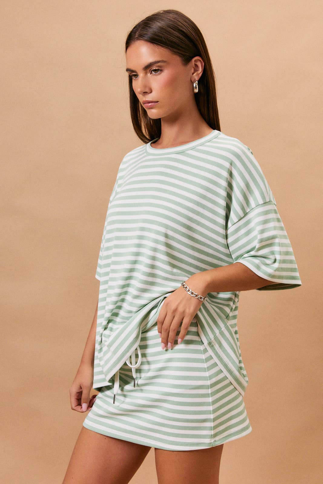 Saylor Short Sleeve Stripe Oversized Tee