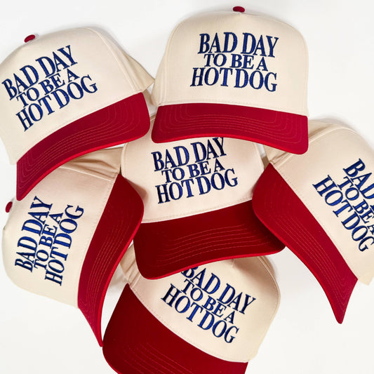 Bad Day to Be a Hot Dog Vintage Embroidered Trucker Hat