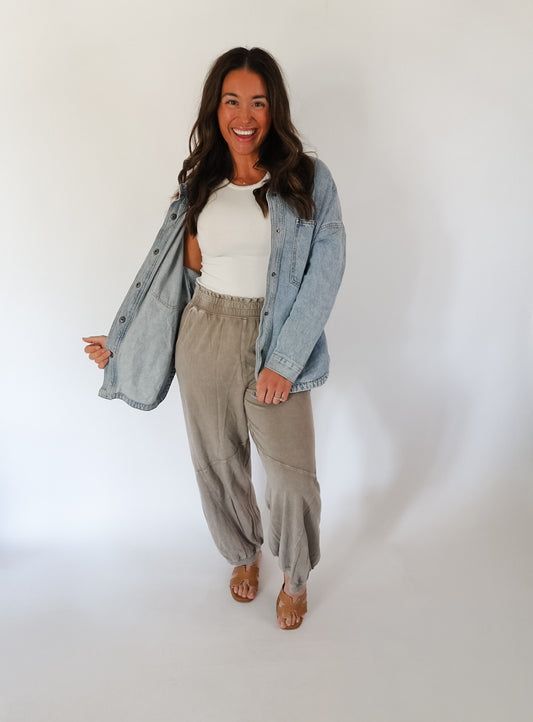 Coffee Mineral Wash Terry Butter Jogger